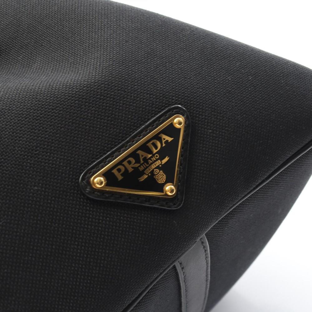 Prada LOGO JACQUARD Handbag Canvas Leather Black - Picture 4 of 7